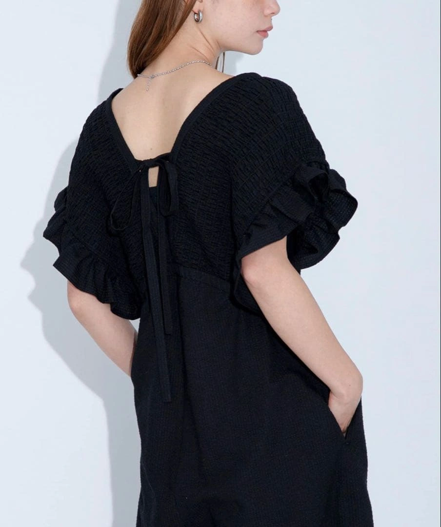 URBAN RESEARCH Sonny Label 綿オールインワン ブラックの写真2枚目