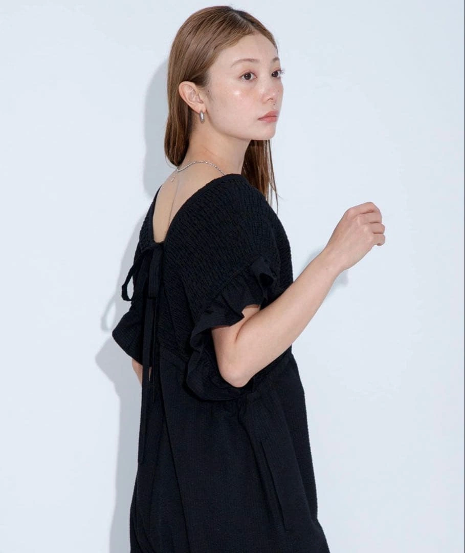 URBAN RESEARCH Sonny Label 綿オールインワン ブラックの写真4枚目
