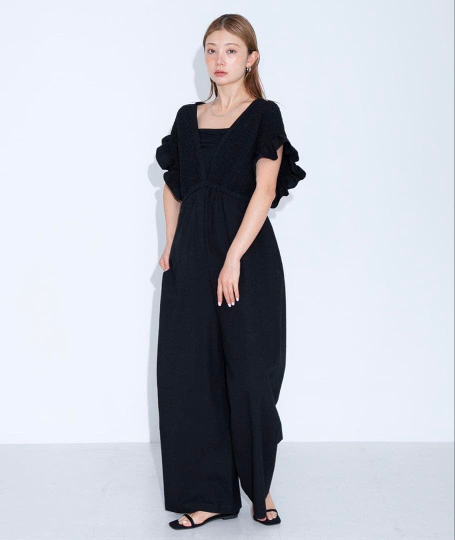 URBAN RESEARCH Sonny Label 綿オールインワン ブラックの写真5枚目