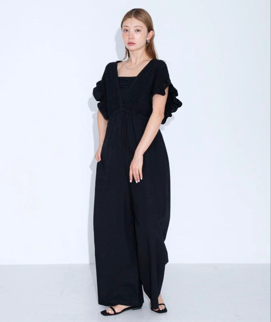 URBAN RESEARCH Sonny Label 綿オールインワン ブラックの写真5枚目