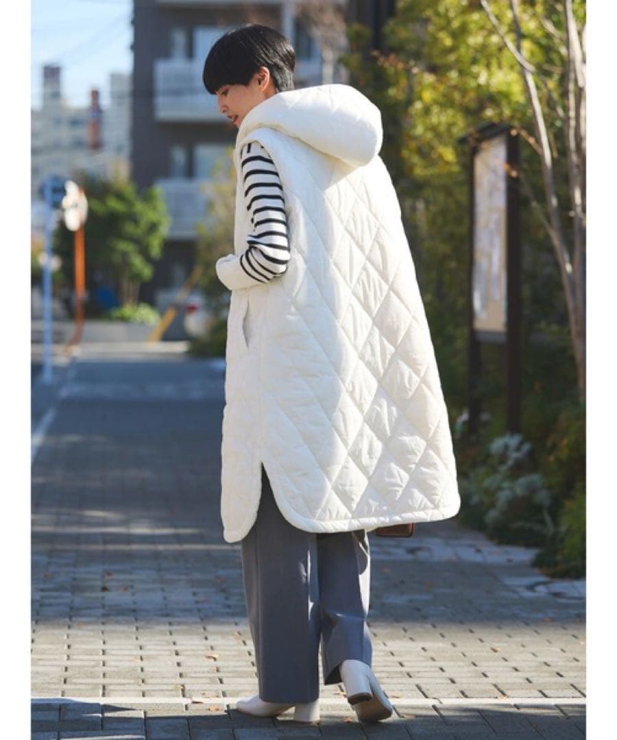 AMERICAN HOLIC キルティングフードベスト ホワイトの写真6枚目