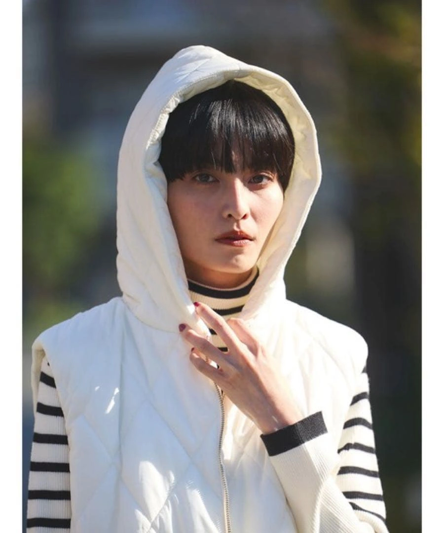AMERICAN HOLIC キルティングフードベスト ホワイトの写真8枚目