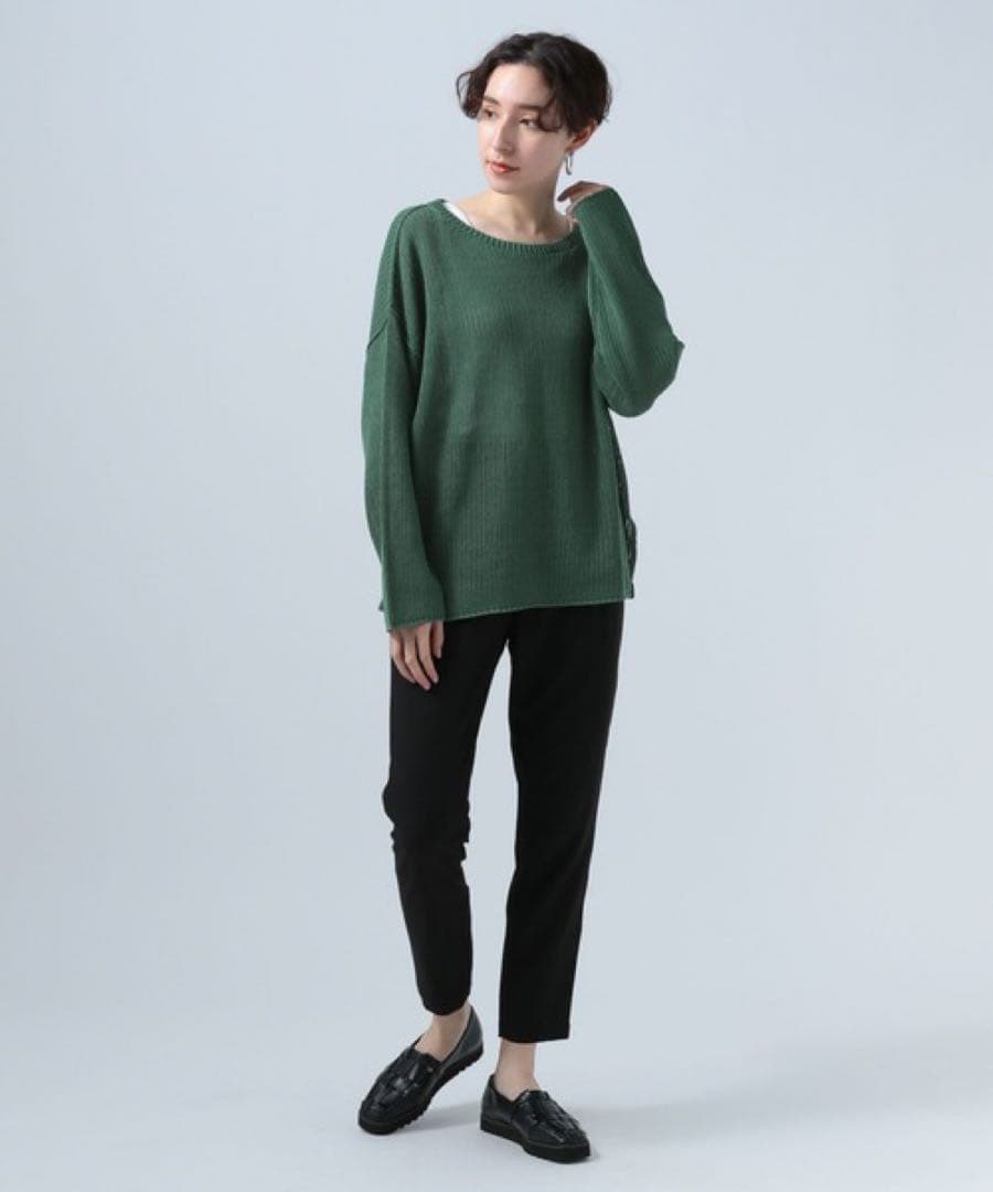 BAYFLOW リネンニットロングスリーブ フリーサイズ グリーンの写真3枚目