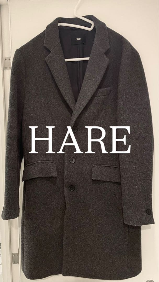 HARE チェスターコート グレー LARGE 毛
