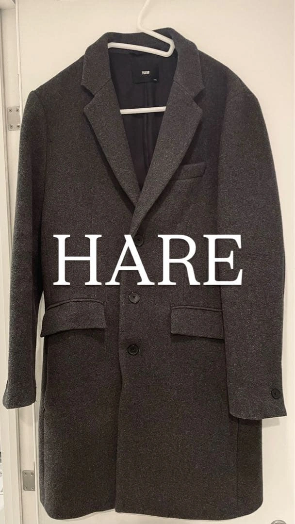 HARE チェスターコート グレー LARGE 毛