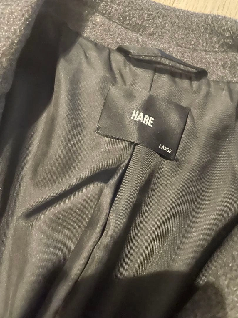 HARE チェスターコート グレー LARGE 毛の写真2枚目