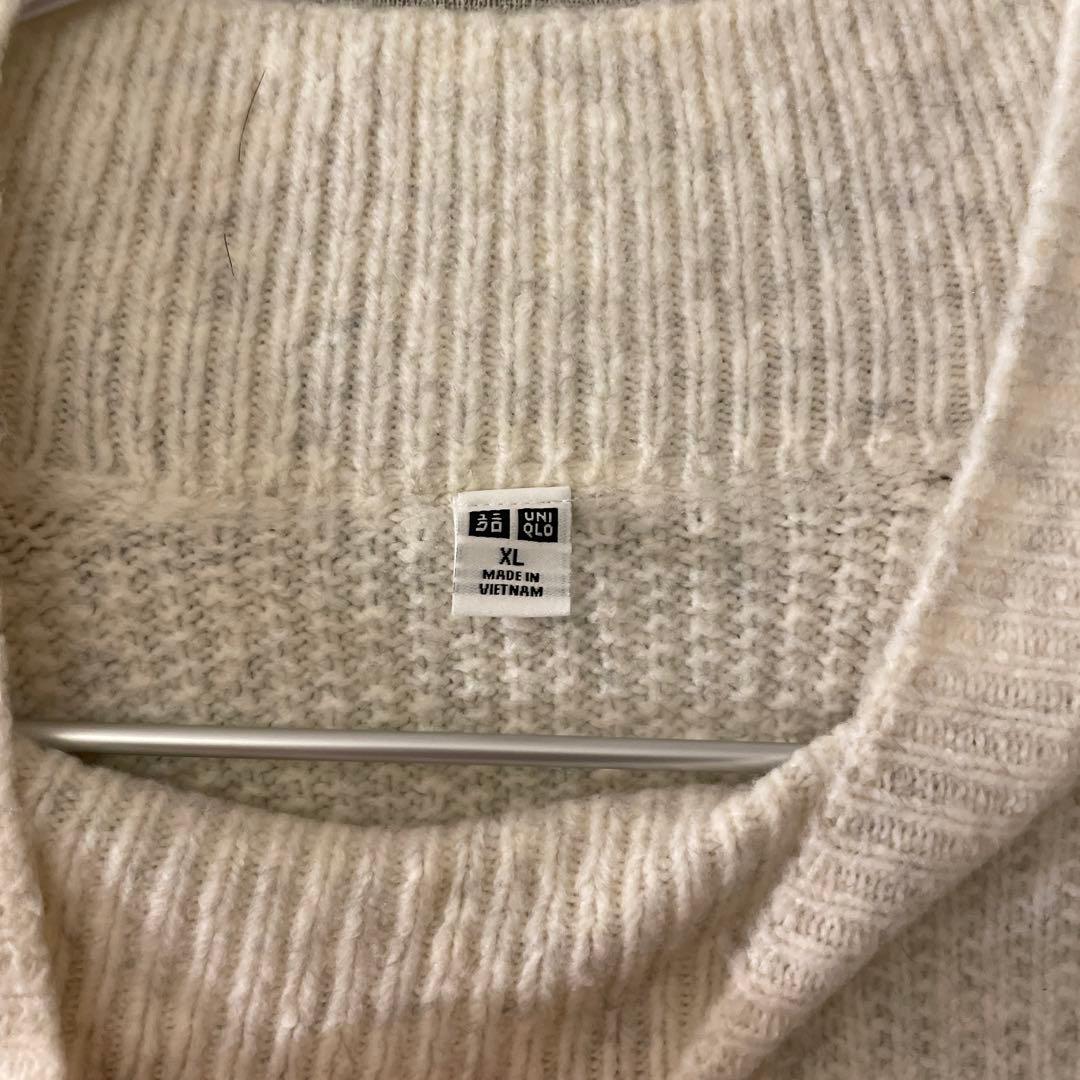 UNIQLO アイボリー リブ編みニット XLの写真2枚目