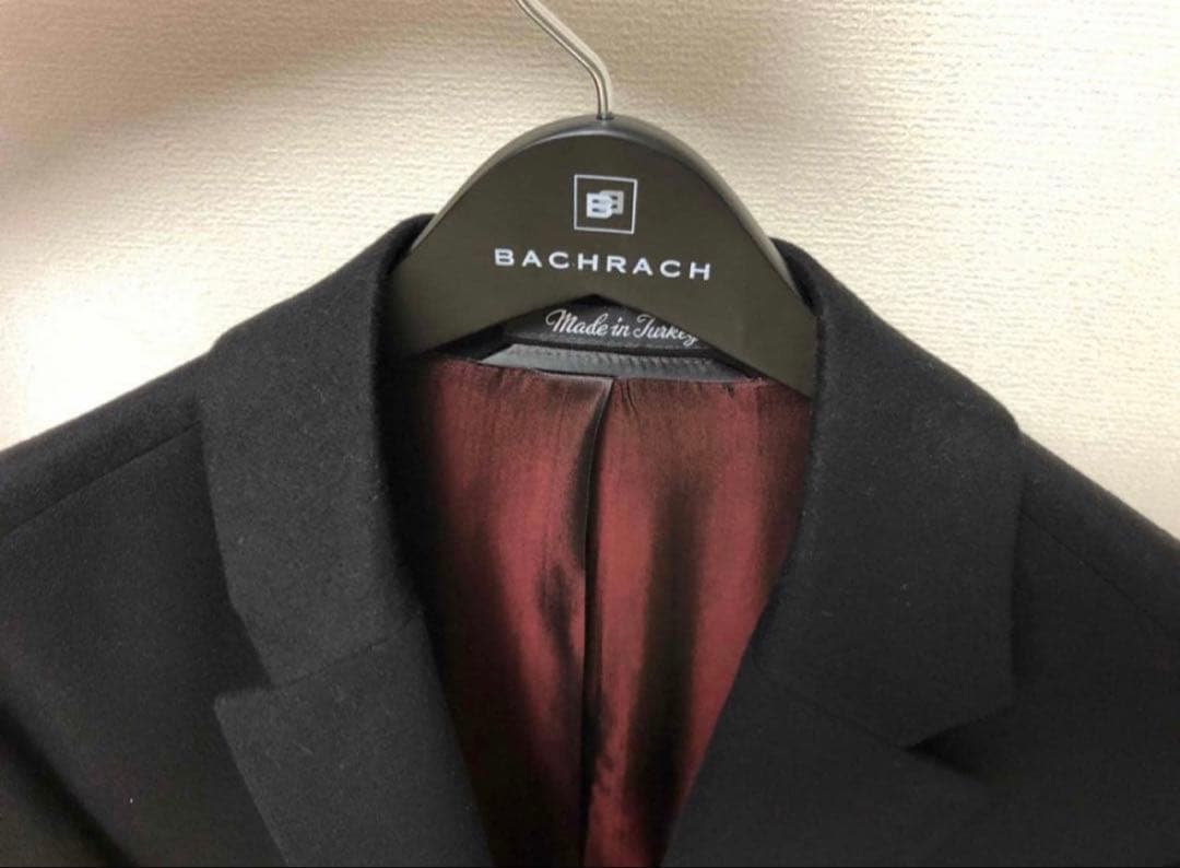 高級 BACHRACH メンズ チェスターコート ブラックの写真2枚目
