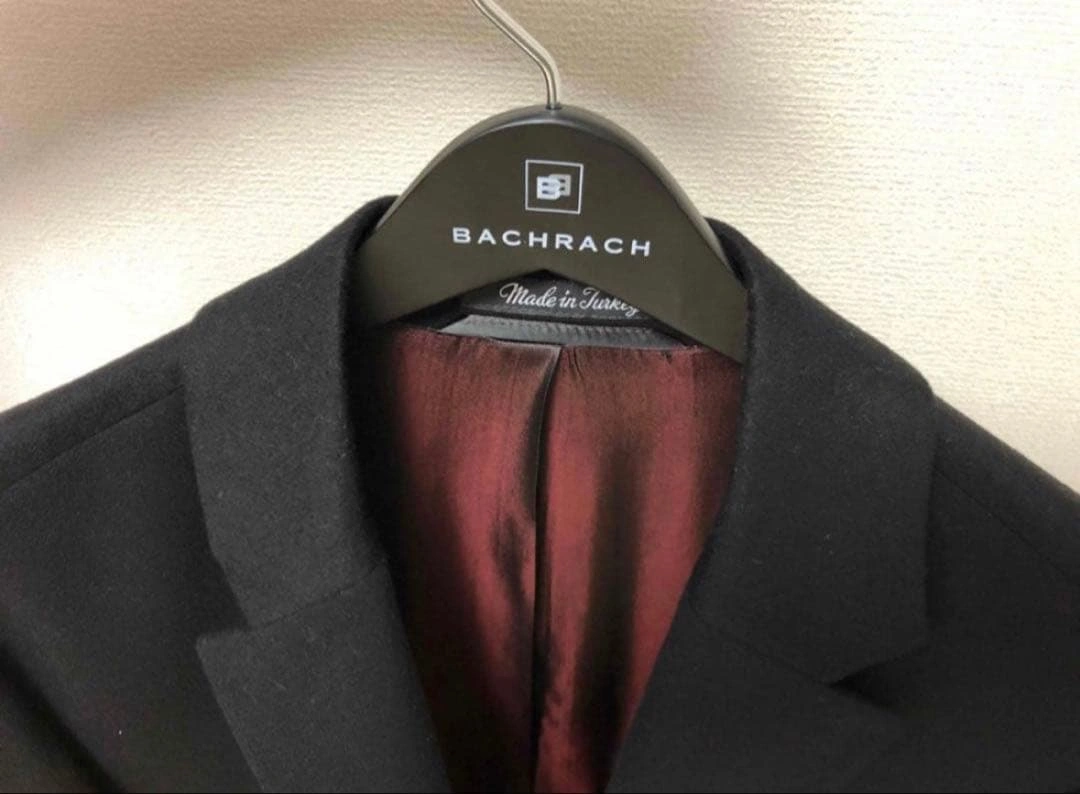 高級 BACHRACH メンズ チェスターコート ブラックの写真2枚目
