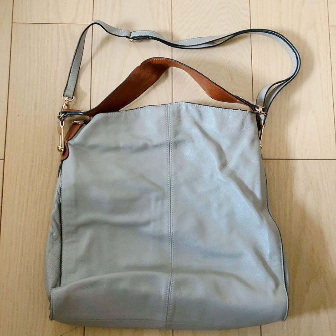 【最終値下げ！10月25日掲示終了！コメント下さい〜】グレー レザー ショルダーバッグ
