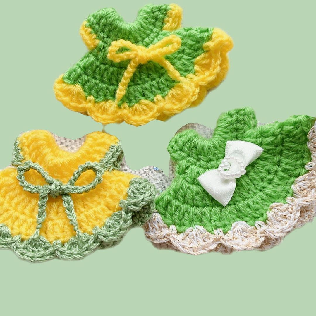 毛糸 ハンドメイド ドレス 可愛い 3個セット グリーン系