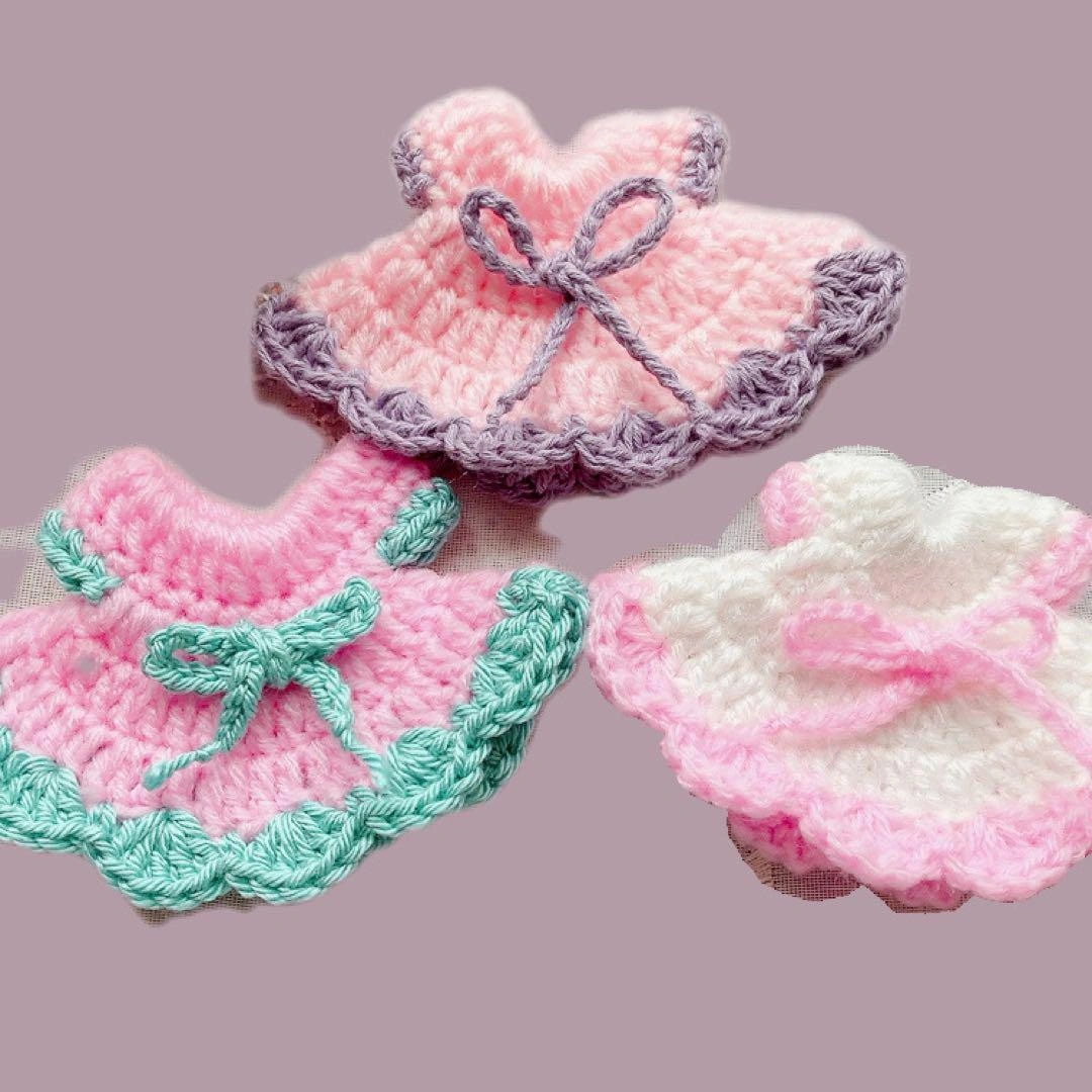 【最終値下げ!!11月末迄処分!!】毛糸 ハンドメイド ドレス 可愛い 3個セット ピンク系