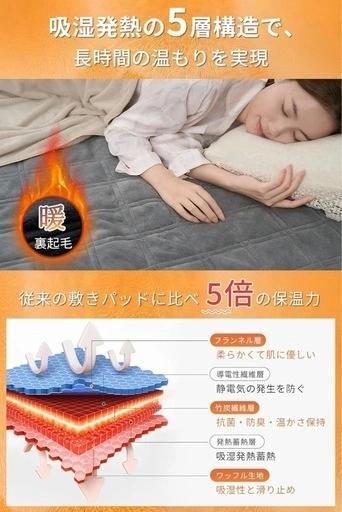 【新品】冬用 敷きパッド ボックスシーツ ダブルサイズの写真3枚目