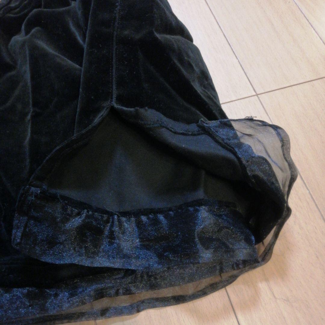 【ハンドメイド】ベロア＆レース　ブラック　120〜130cmの写真4枚目