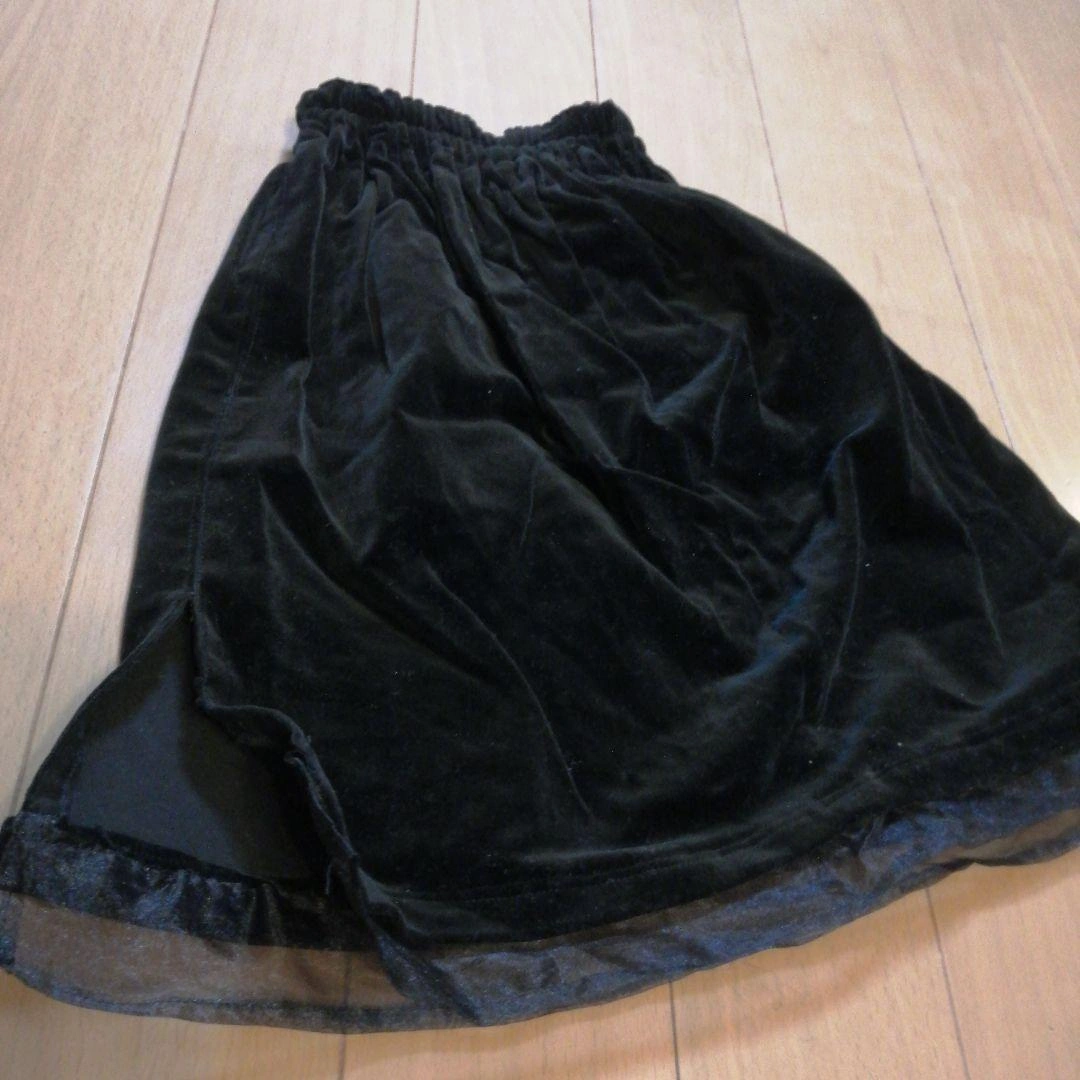 【ハンドメイド】ベロア&レース ブラック 120〜130cmの写真5枚目