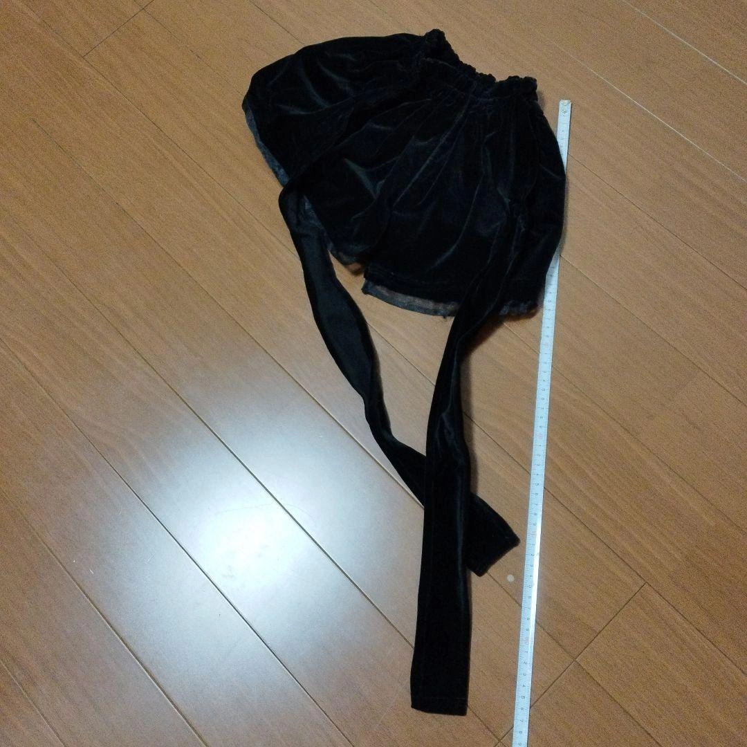 【ハンドメイド】ベロア&レース ブラック 120〜130cmの写真9枚目