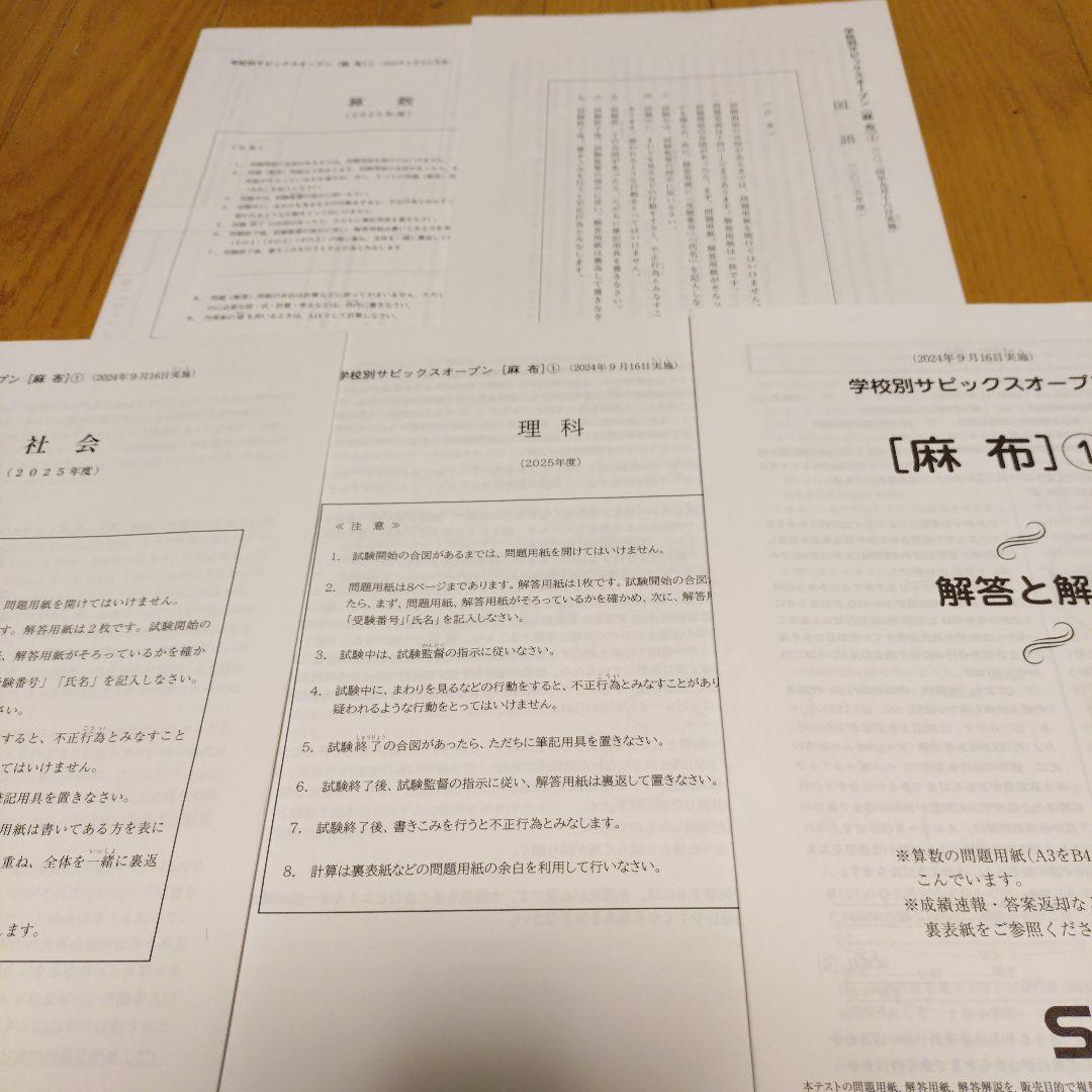 学校別　2024年サピックスオープン　麻布