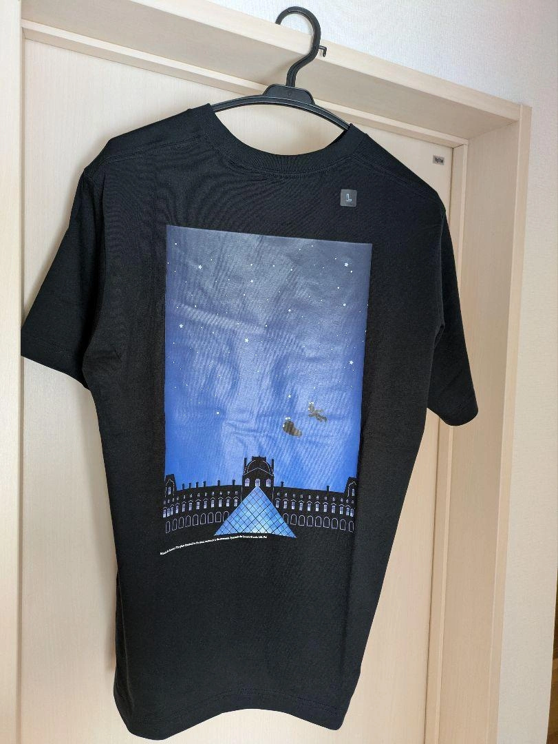 ユニクロ ドラえもん ルーヴル Tシャツ L 黒の写真3枚目
