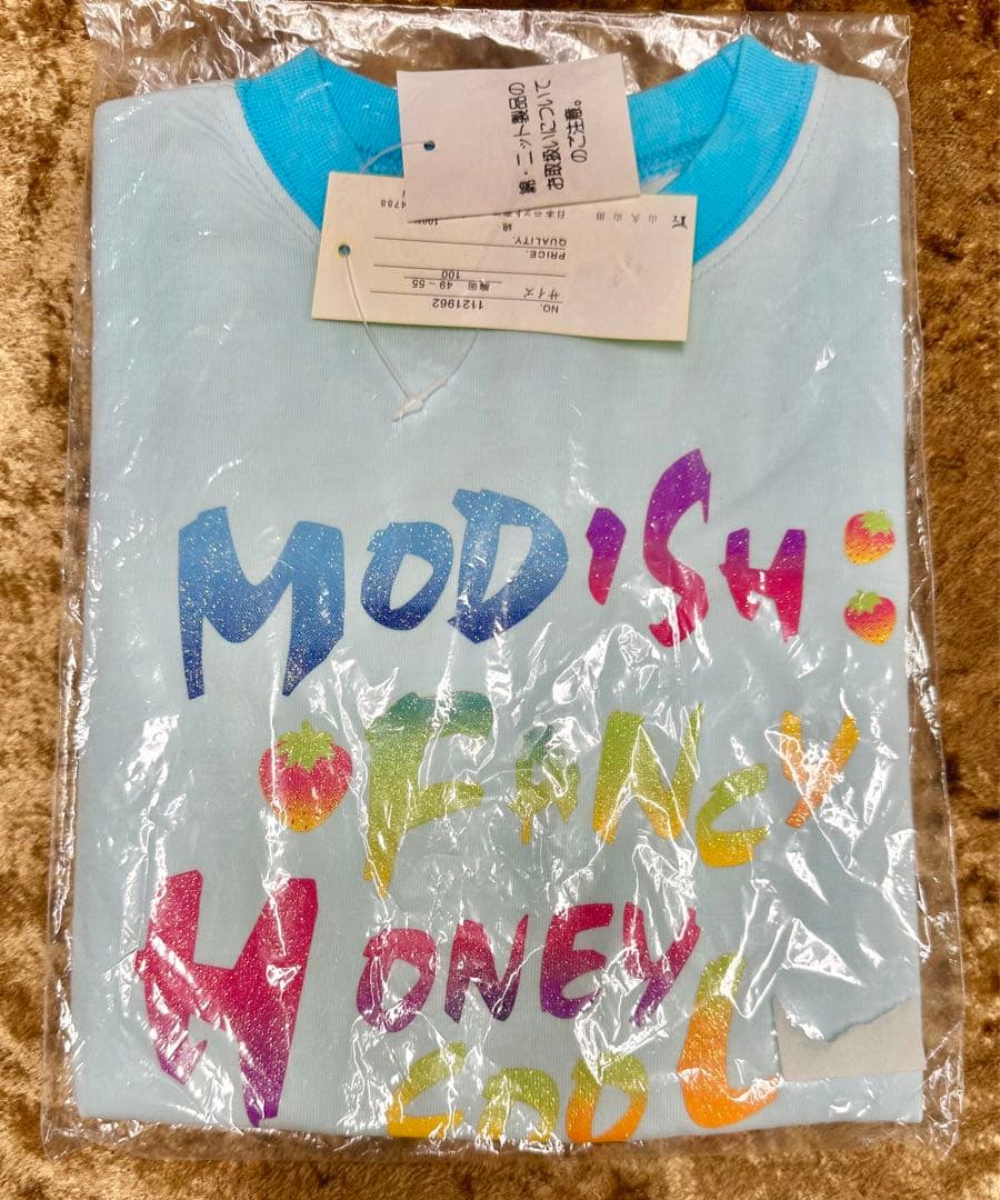 半袖Tシャツ 100cm 綿100% 新品 水色 いちご カラフル