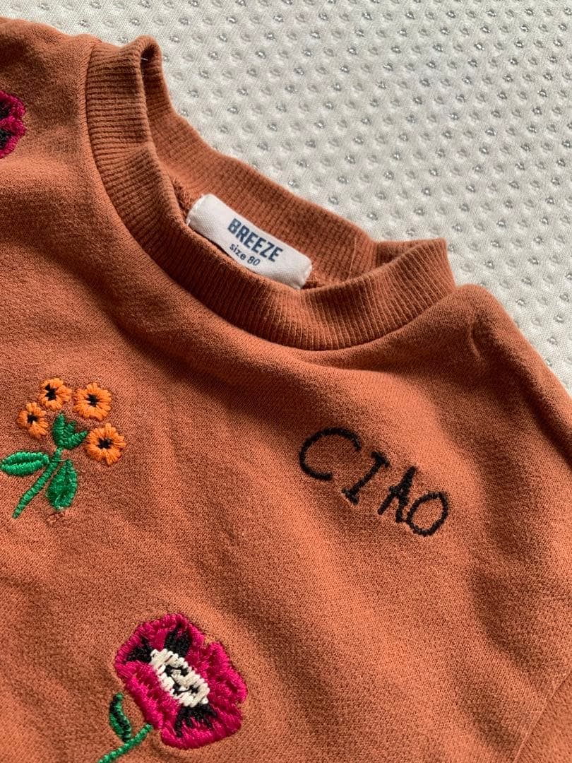 70 80 トレーナー セット 2枚 テラコッタ 茶 GAP breeze 刺繍の写真8枚目