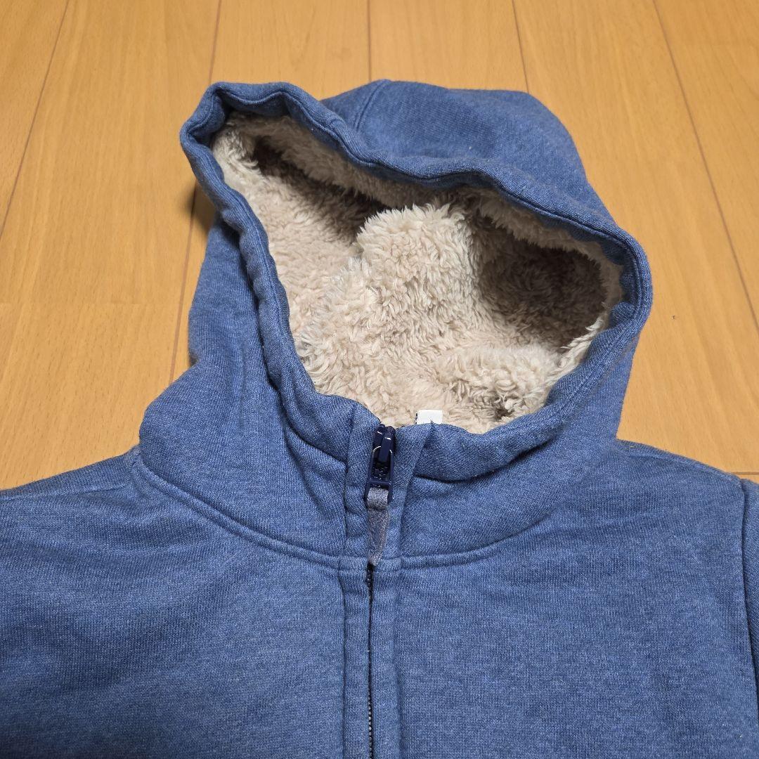 【UNIQLO】140cm 青 裏面フリース パーカーの写真2枚目