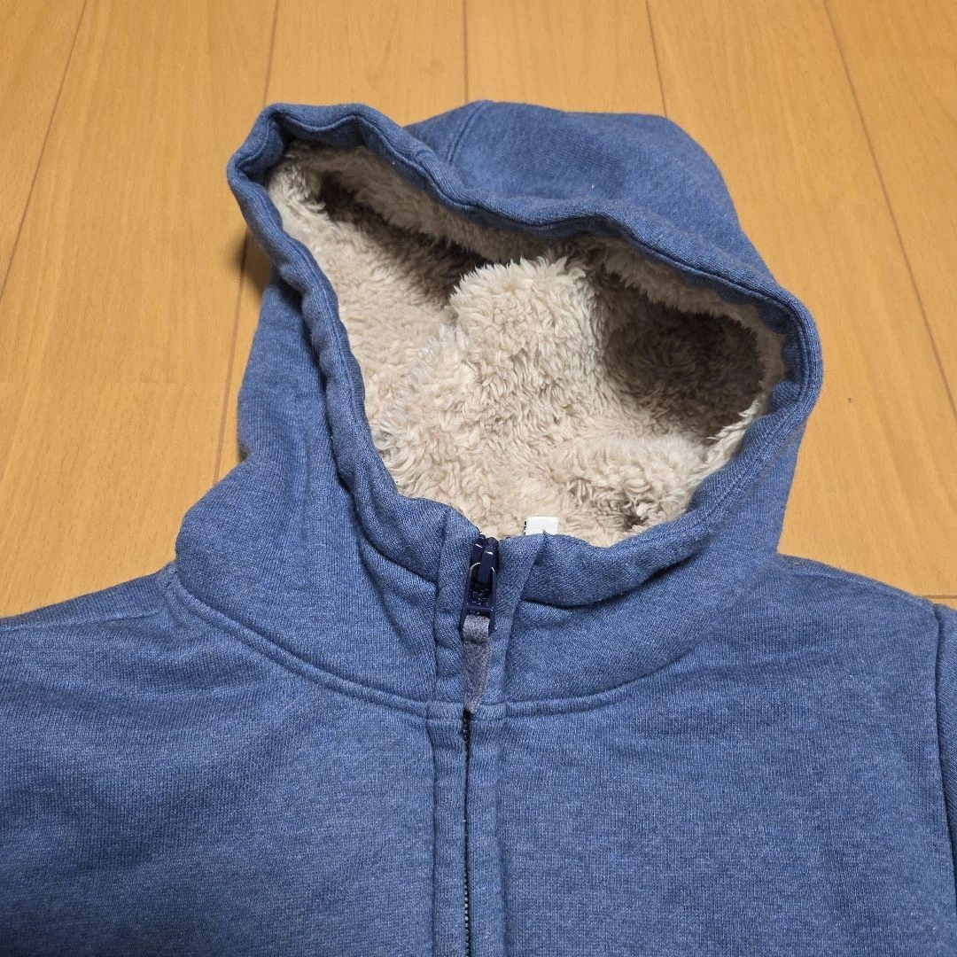 【UNIQLO】140cm 青 裏面フリース パーカーの写真2枚目