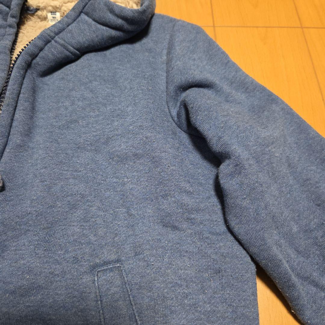 【UNIQLO】140cm 青 裏面フリース パーカーの写真7枚目