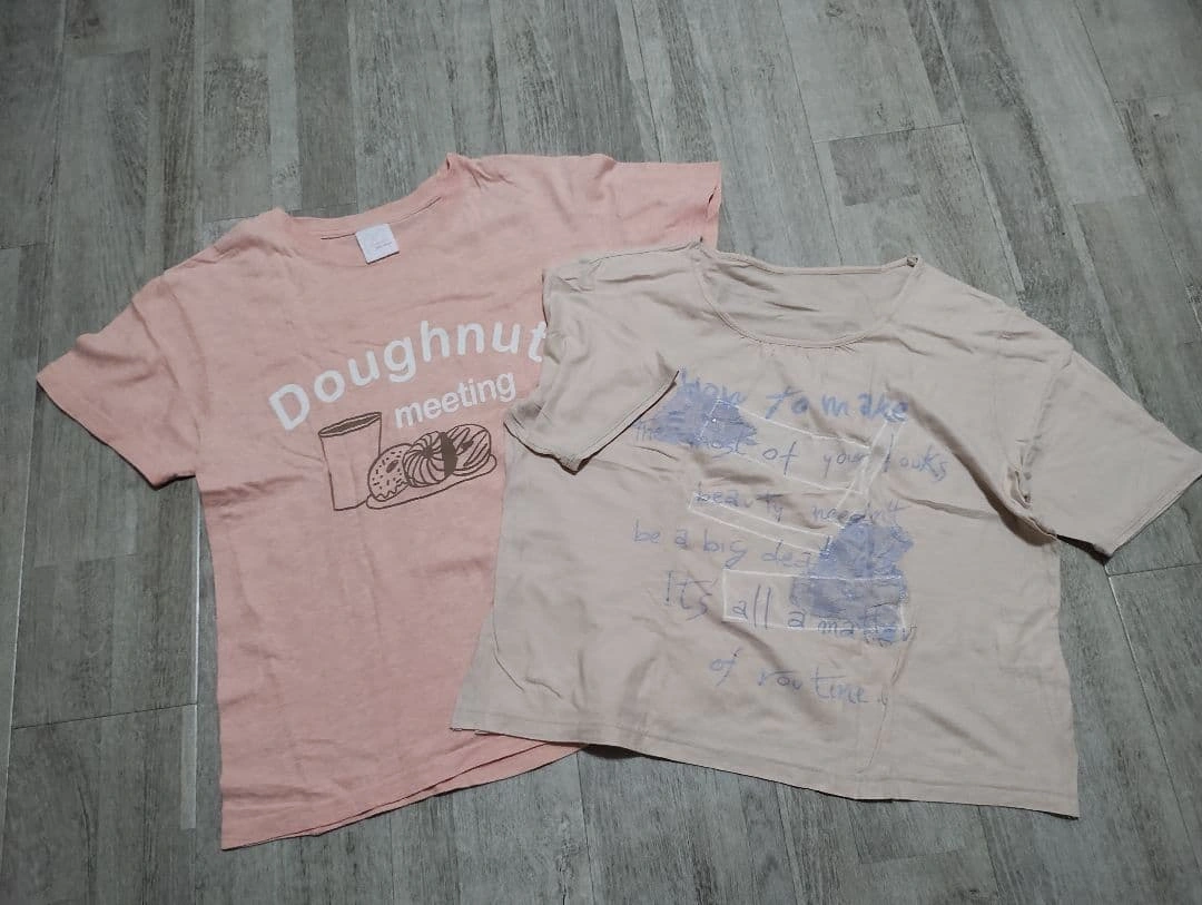 【2枚セット】Tシャツ 薄オレンジベージュ/サーモンオレンジ Mサイズ
