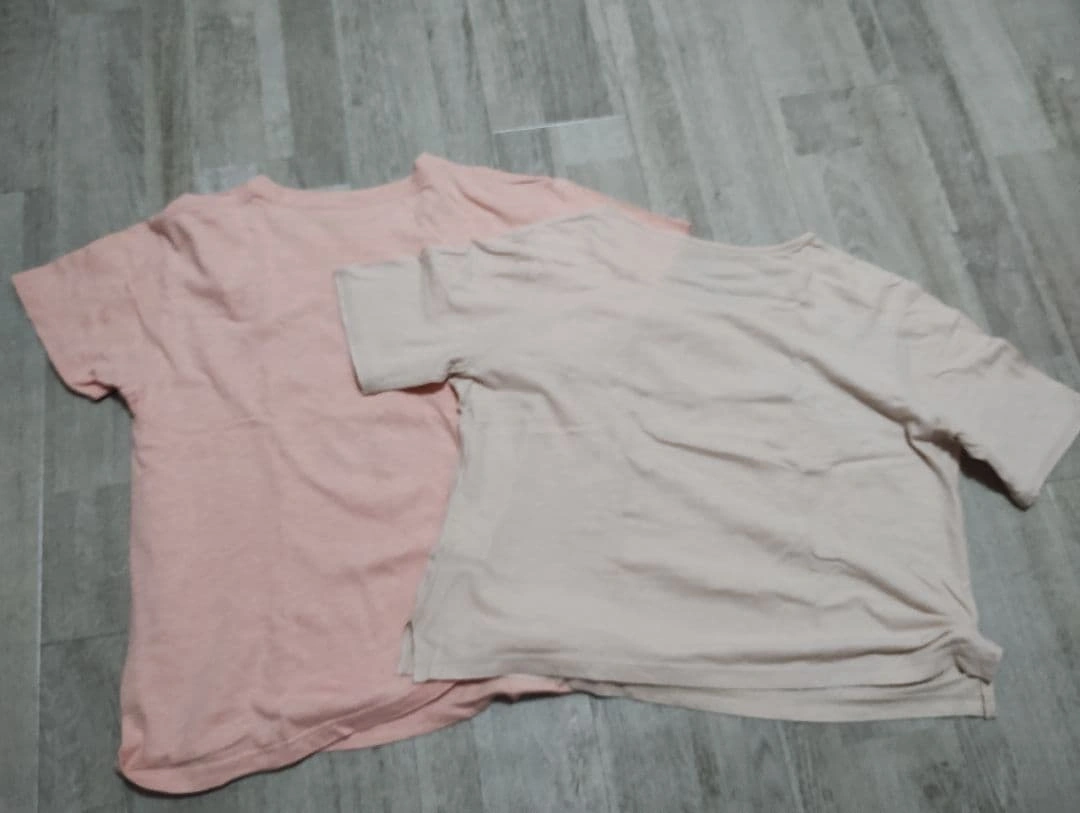 【2枚セット】Tシャツ 薄オレンジベージュ/サーモンオレンジ Mサイズの写真5枚目