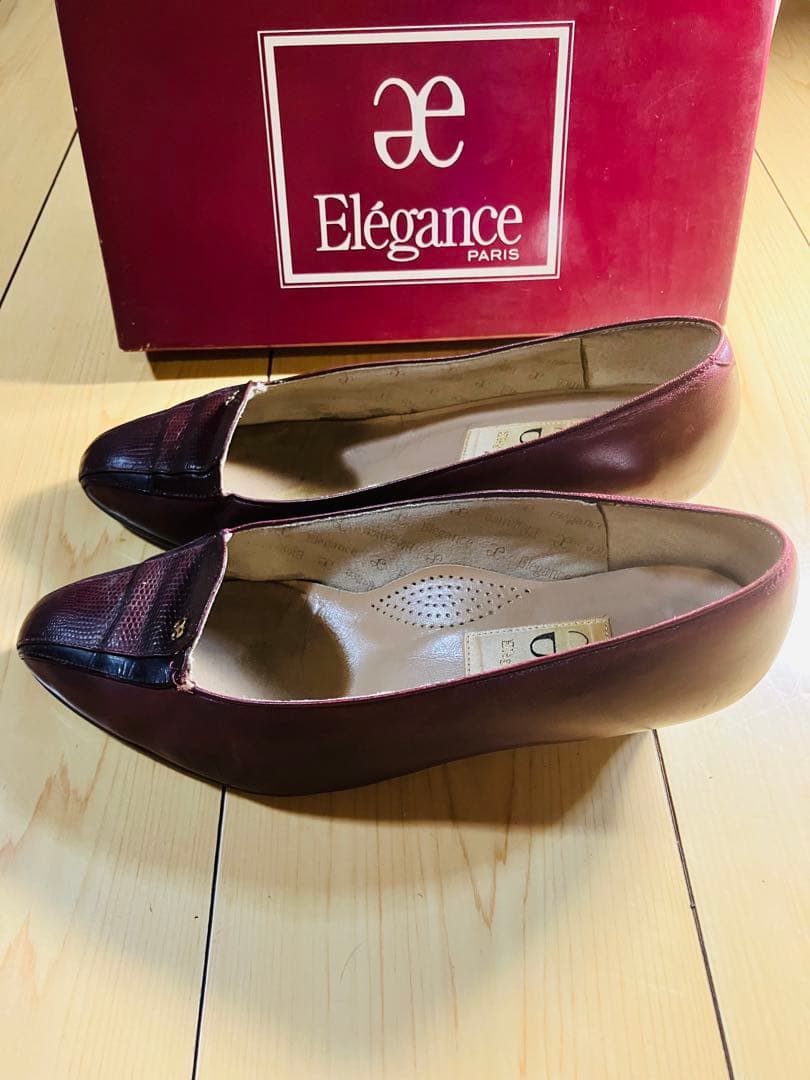 Élégance ボルドー レザーパンプス 23〜23.5cmの写真2枚目