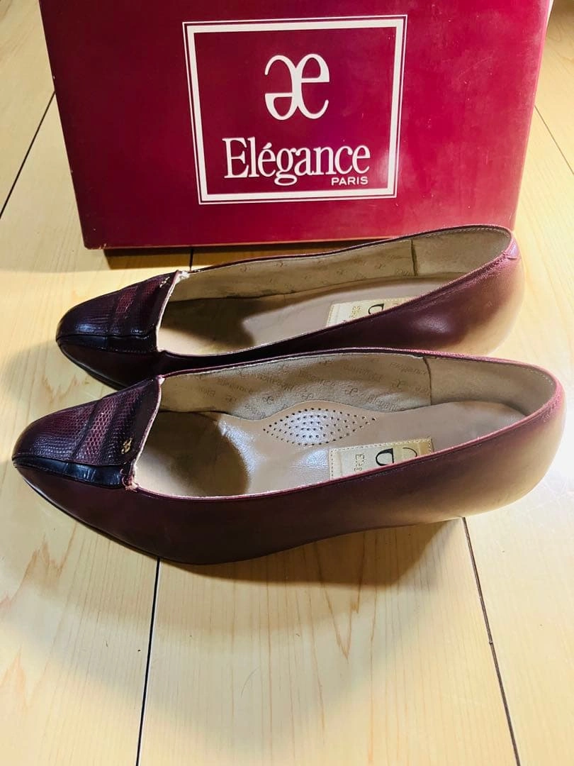 Élégance ボルドー レザーパンプス 23〜23.5cmの写真2枚目