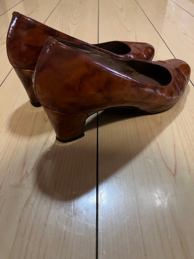 銀座ワシントン ブラウンレザーパンプス 約5cmヒール 24.5cmの写真4枚目