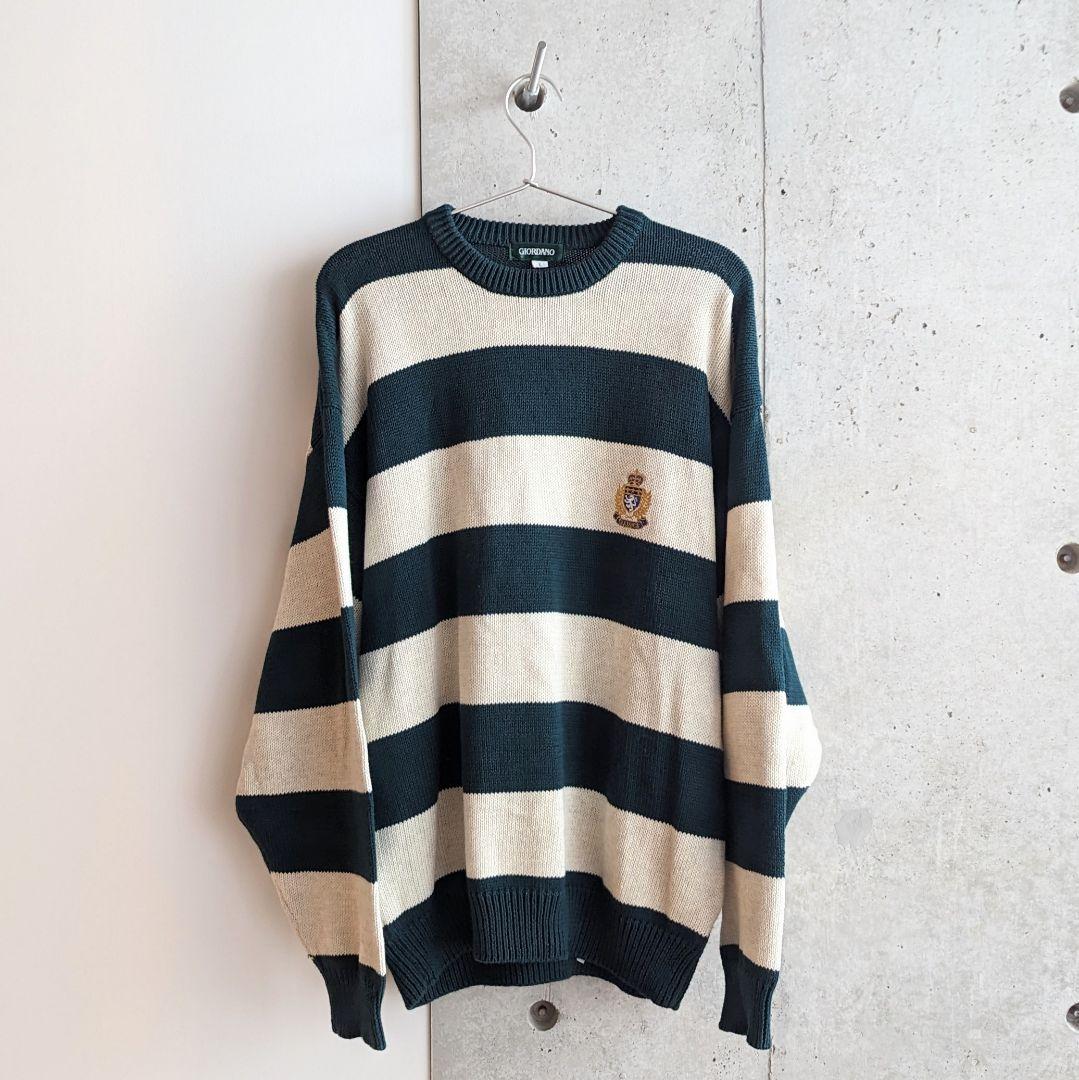 GIORDANO ジョルダーノ 古着 ボーダークルーネックセーター