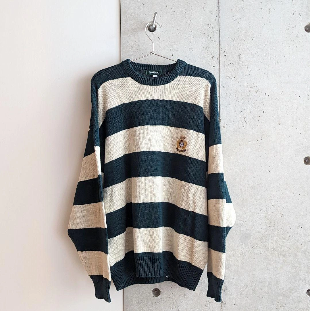 GIORDANO ジョルダーノ 古着 ボーダークルーネックセーター