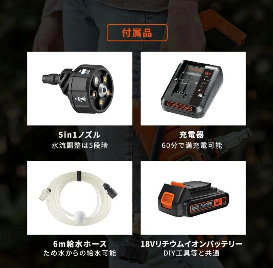 BLACK+DECKER 高圧ハンディウォッシャー 5in1の写真3枚目