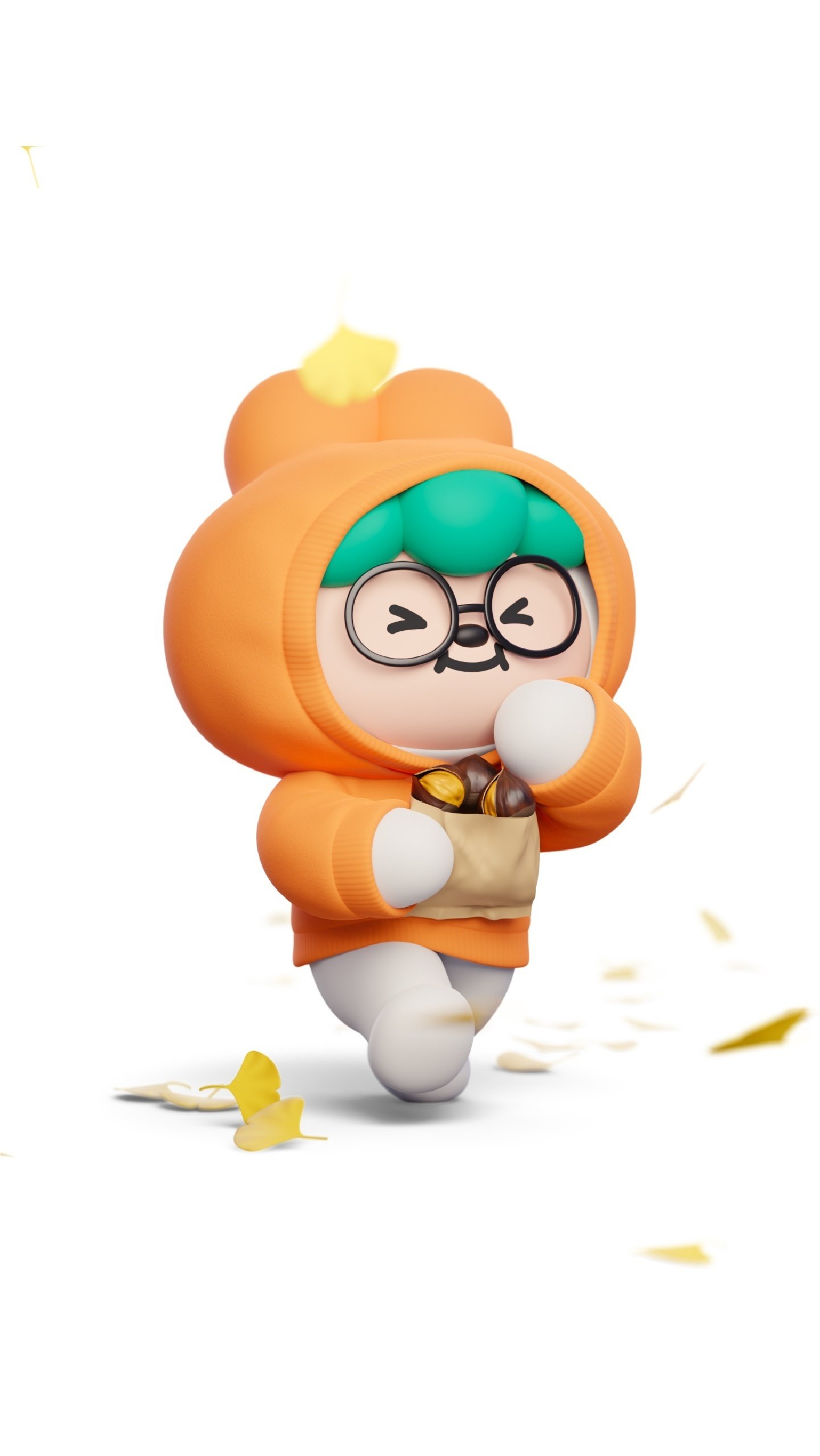 秋と栗を楽しむキャロのキャラクター壁紙