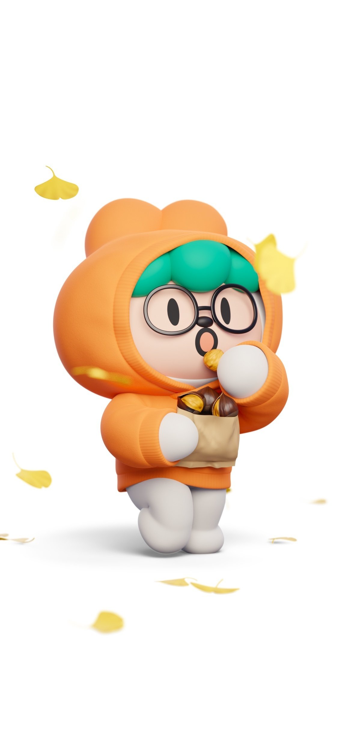 秋と栗を楽しむキャロのキャラクター壁紙