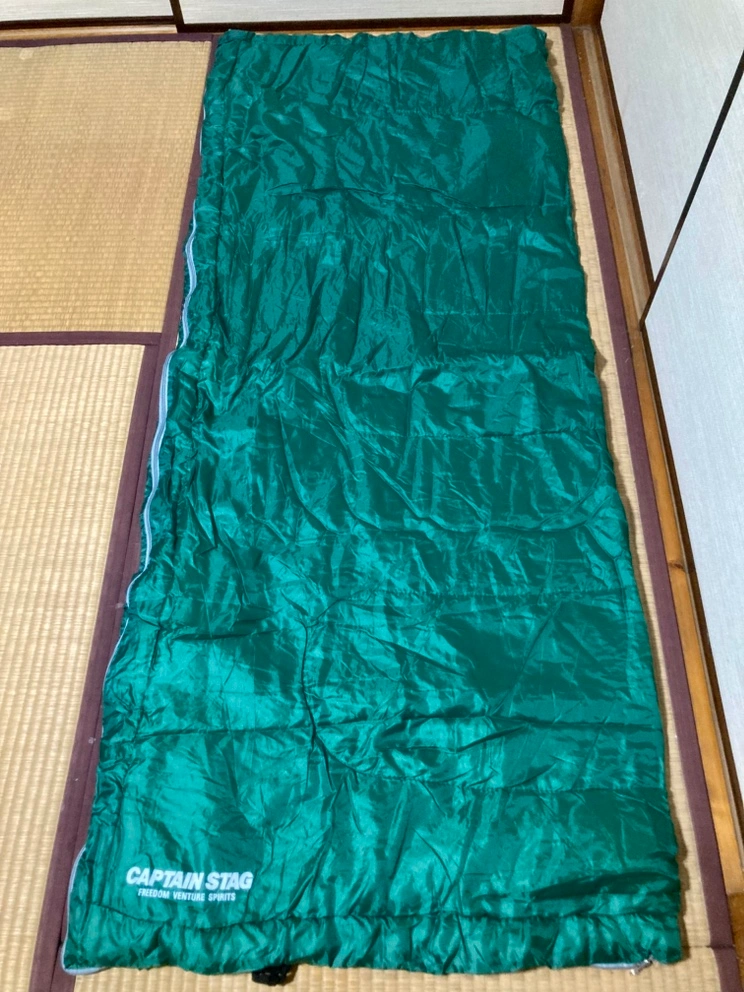 【美品】キャプテンスタッグ プレーリー 封筒型シュラフ M-3448 600 グリーン コンパクト&快適