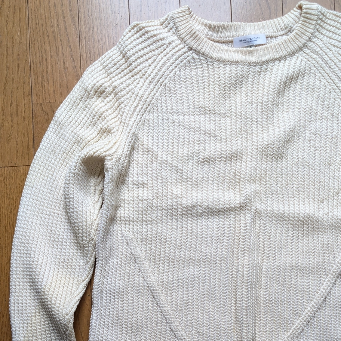 UNITED ARROWS BY ツイスト アゼ クルーネック ニット毛100%