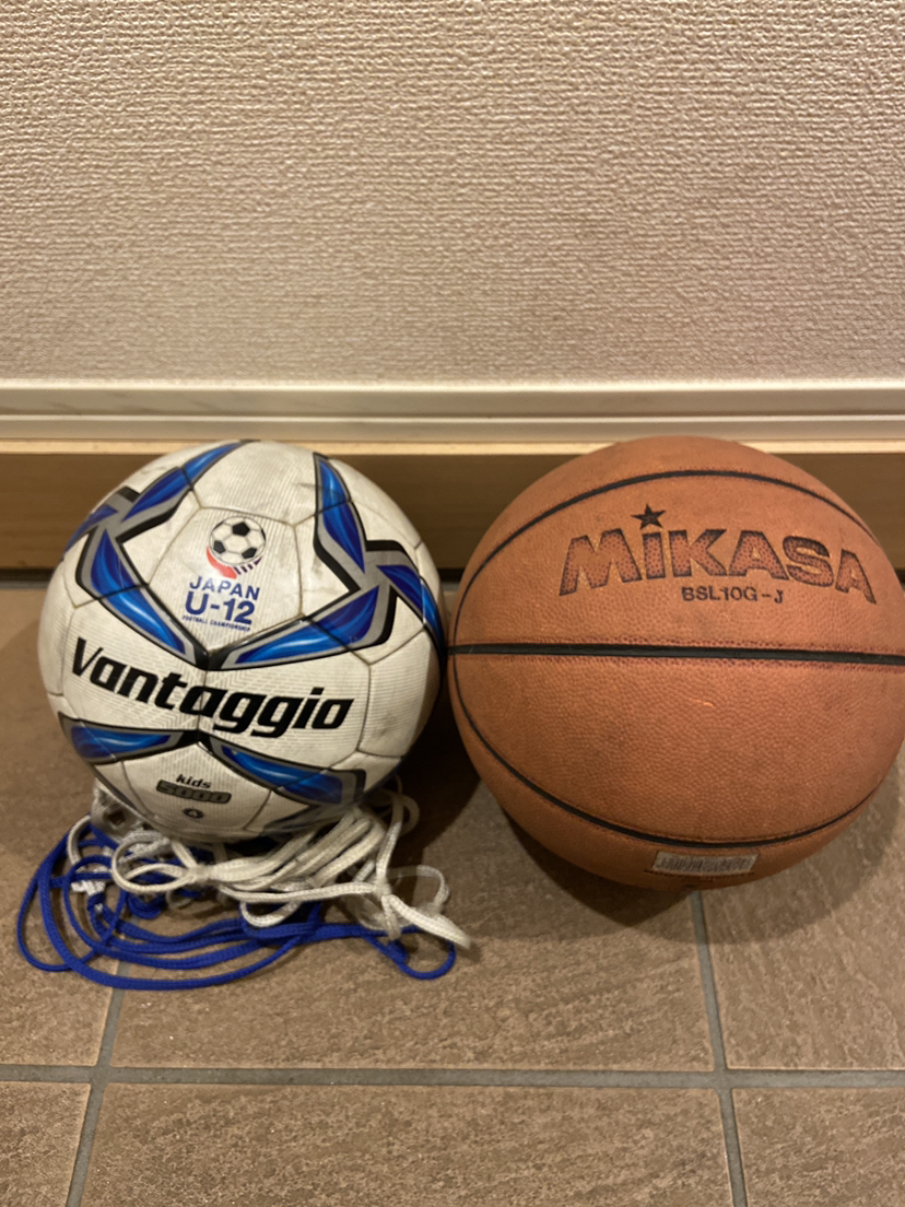サッカーボールとバスケットボールのセット