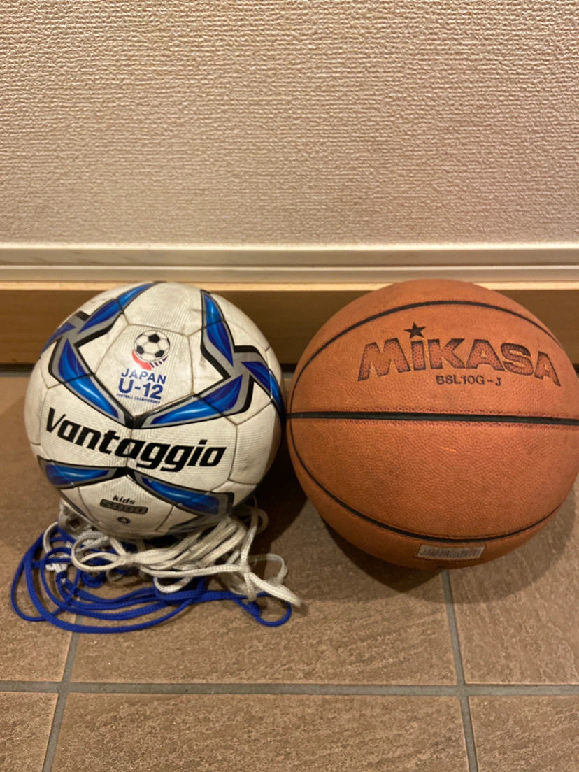 サッカーボールとバスケットボールのセット