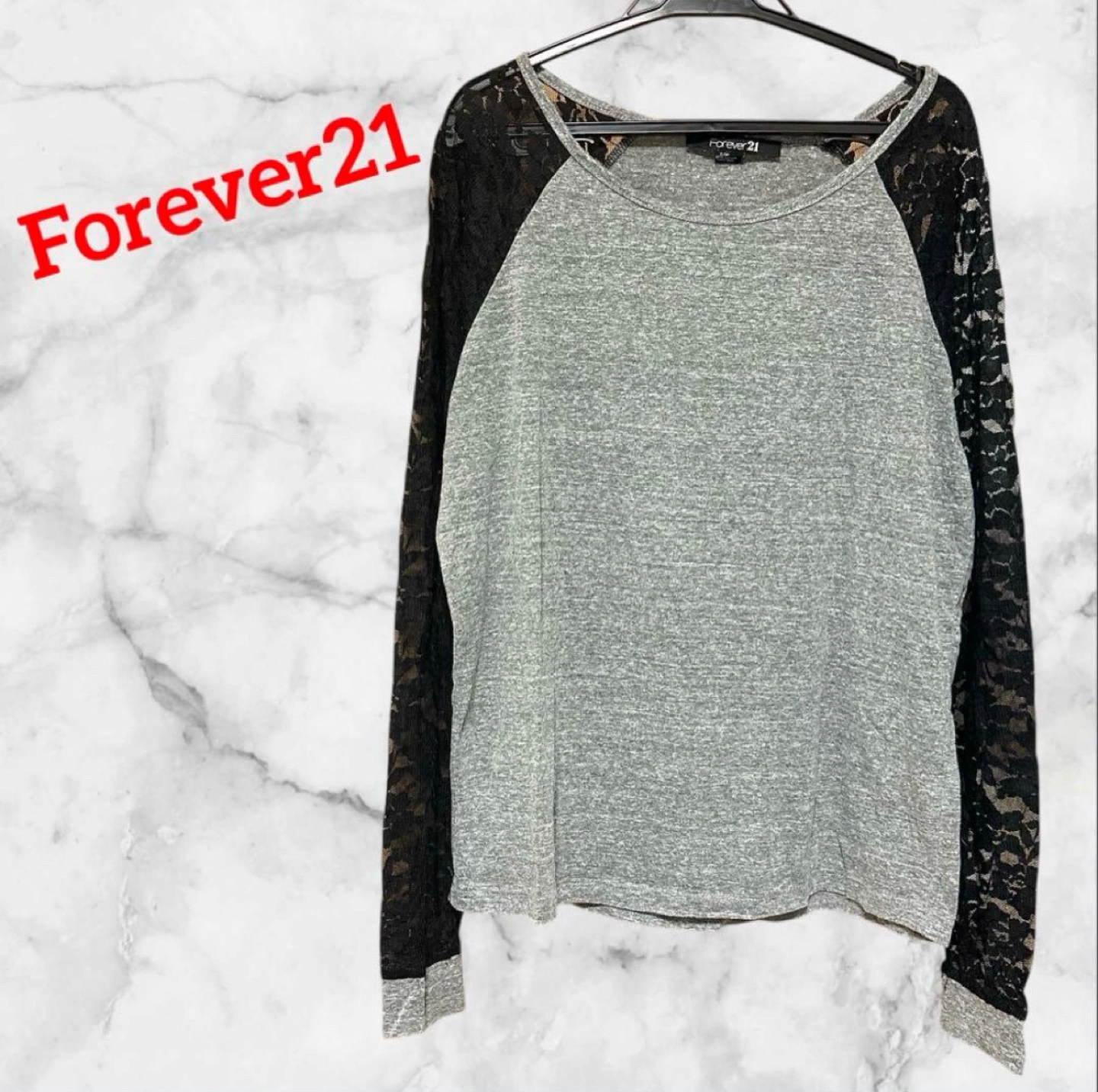 フォーエバー21❤レース切り替え ラグラン 長袖Tシャツ シースルー