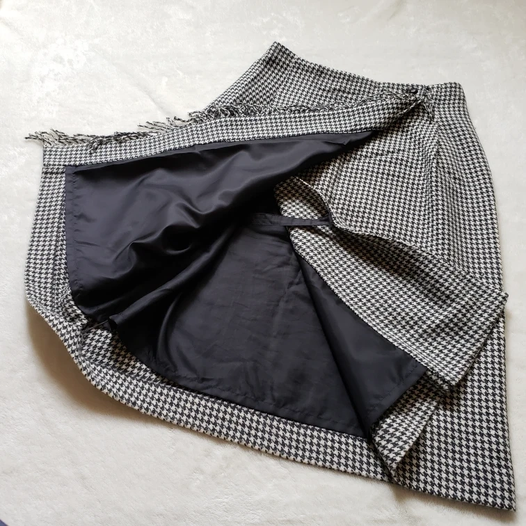 UNIQLO ユニクロ×イネス ラップフリンジスカート 千鳥柄 Lサイズの写真3枚目