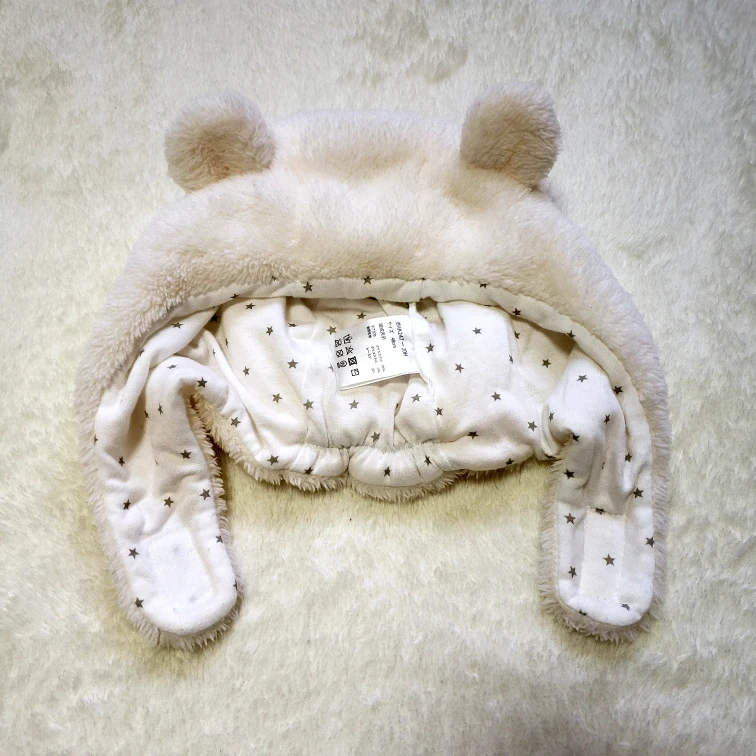 ニット帽 3点セット 46~48cm ストライプ柄 耳付 GAPアカチャンホンポの写真5枚目