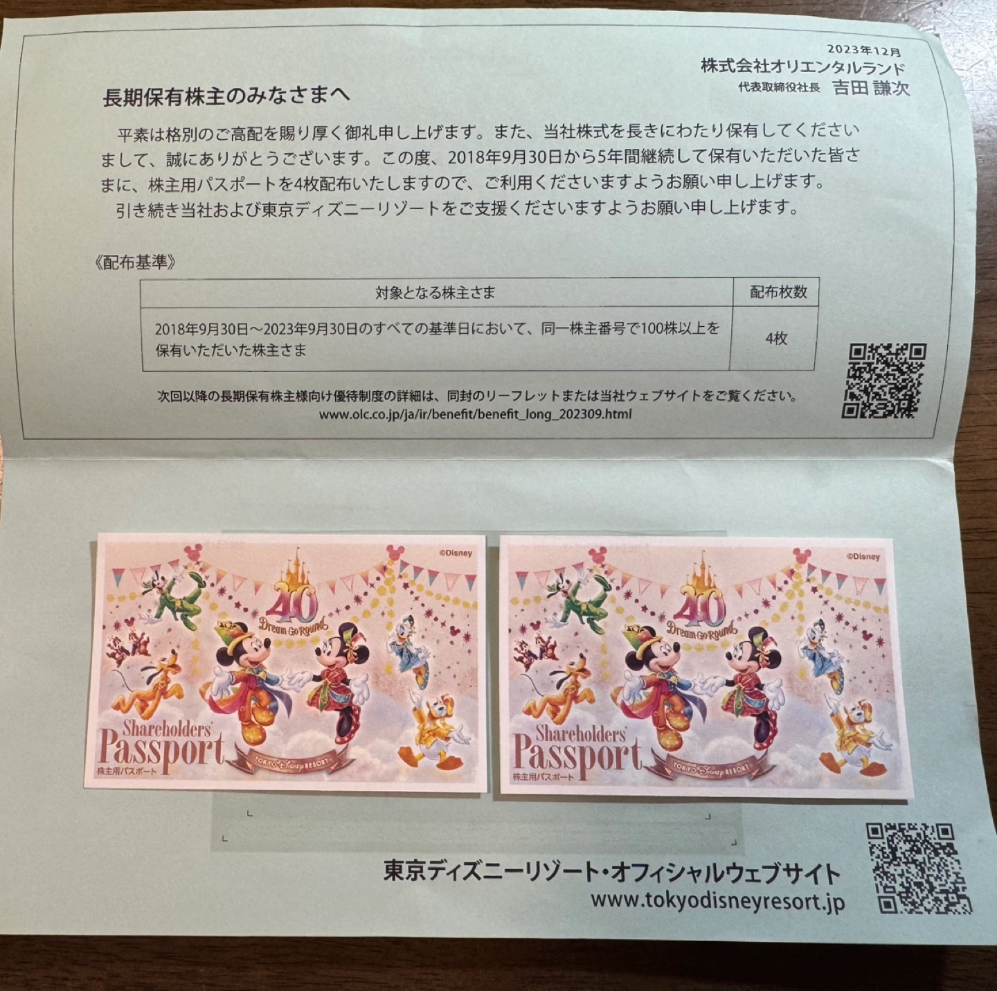 【値下げ】東京ディズニーリゾート 株主用パスポート 2枚①