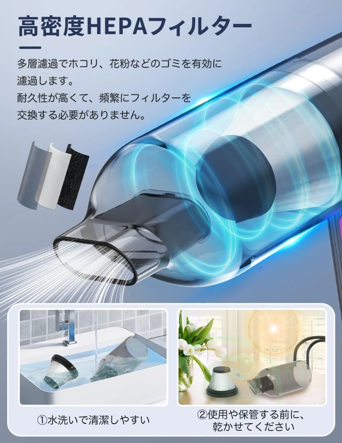 【新品】ハンディ掃除機 車用掃除機 コードレス 小型クリーナー③の写真5枚目