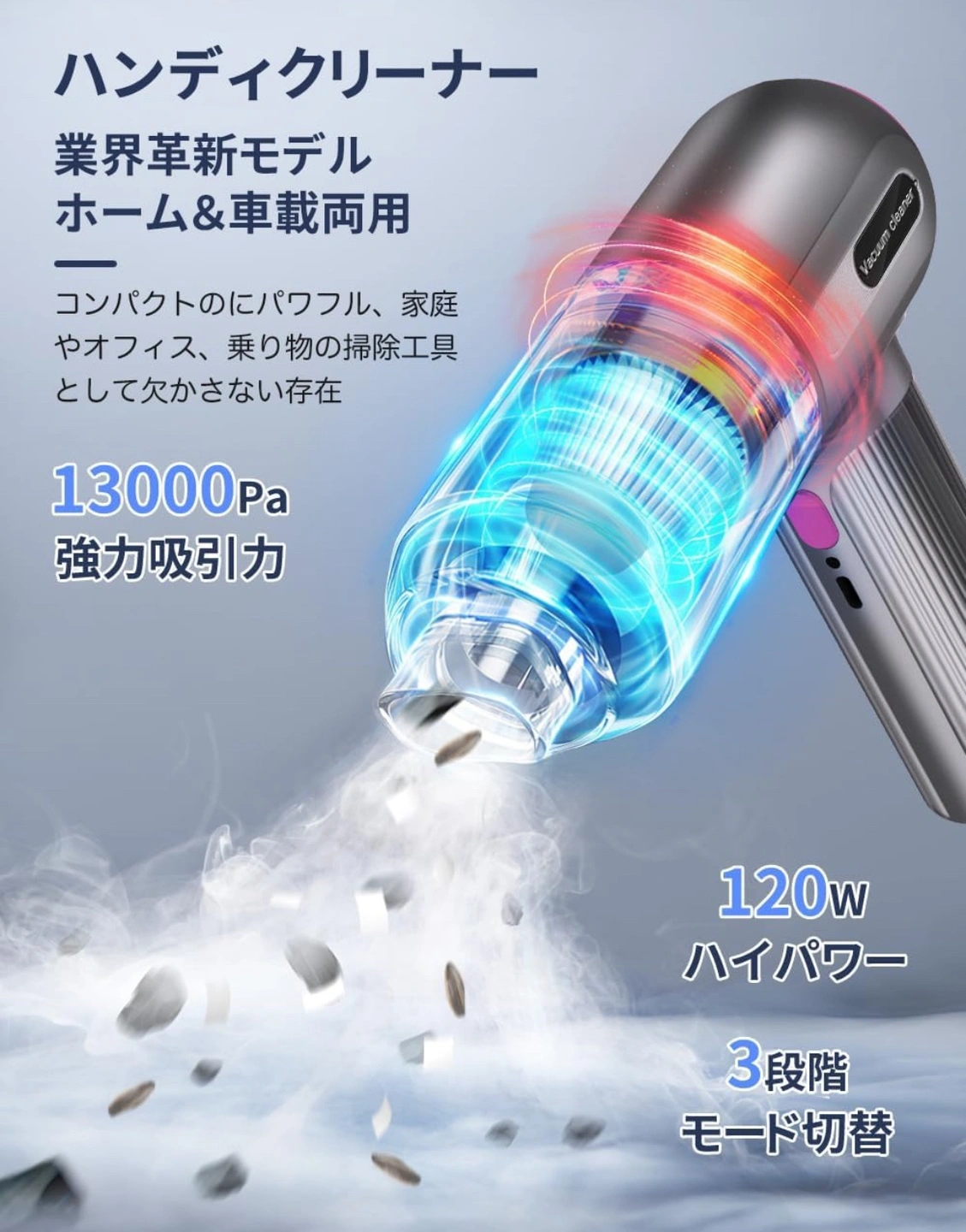 【新品】ハンディ掃除機 車用掃除機 コードレス 小型クリーナー③の写真2枚目