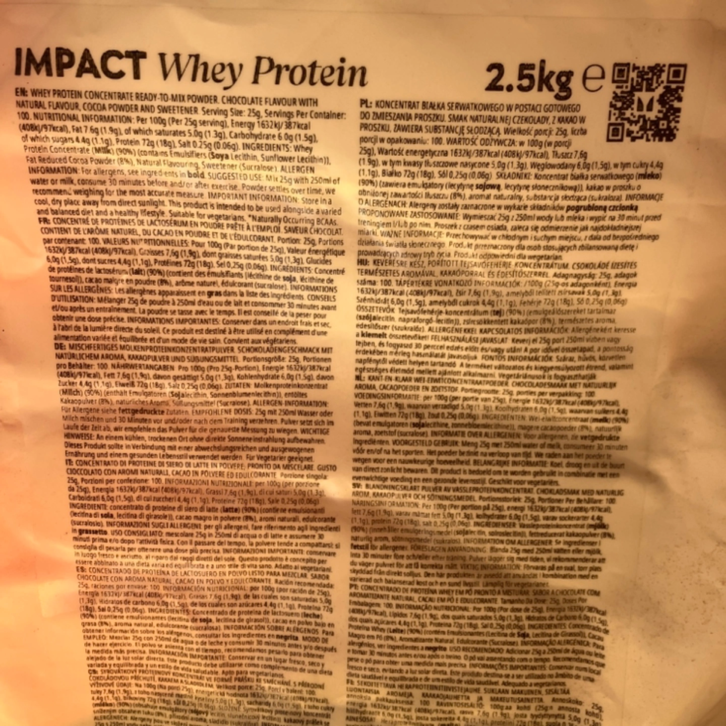 1.8kg マイプロテイン ホエイプロテイン ナチュラルチョコレート味の写真2枚目