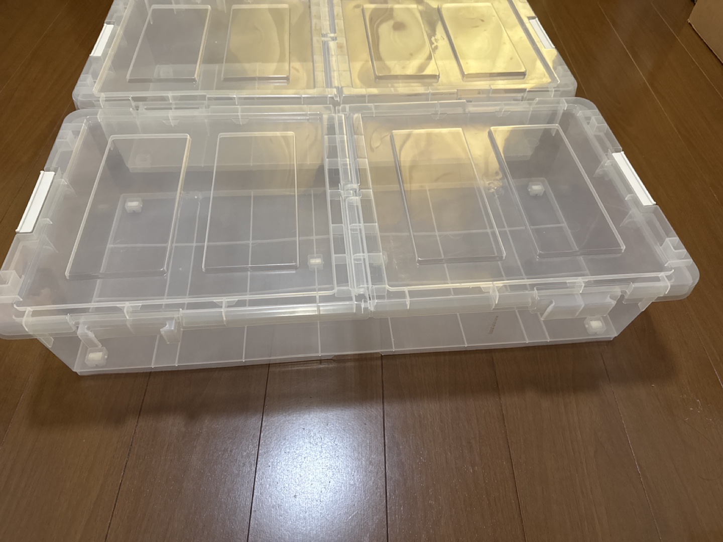 クリア収納ボックス2個セット  約幅37㎝×奥行き74㎝×高さ15㎝の写真3枚目
