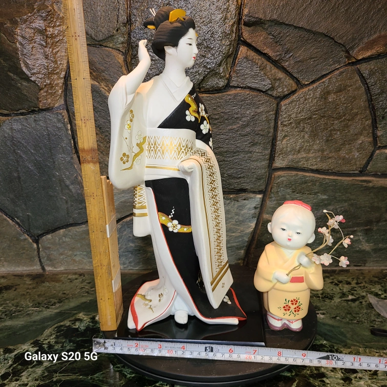 博多人形 と女性と子供人形セット 約30cm